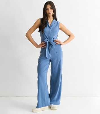 Gini London Blue Chambray Utility Jumpsuit