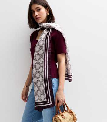 Cream Chain Print Scarf