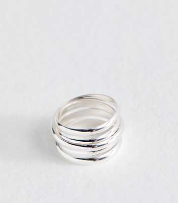 Silver Tone Wrap Effect Tube Ring