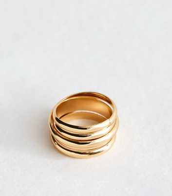 Gold Tone Wrap Effect Tube Ring