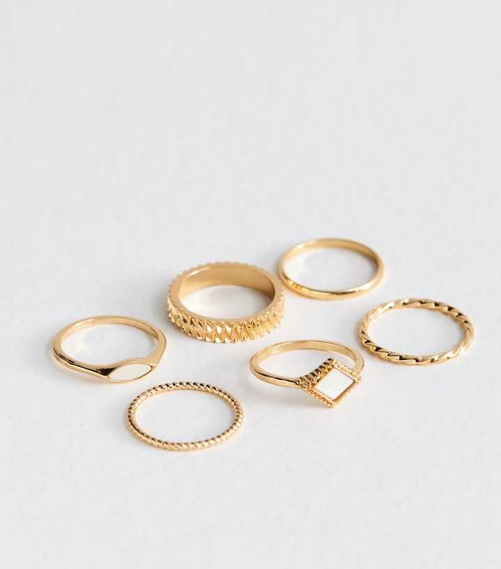 Pack of 6 Gold Tone Rings