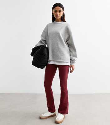 Burgundy Flared Jersey Leggings 