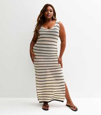 Black Crochet Stripe Cover Up Maxi Dress