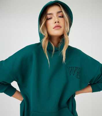 WKNDGIRL Green Logo Embroidered Oversized Pullover Hoodie 