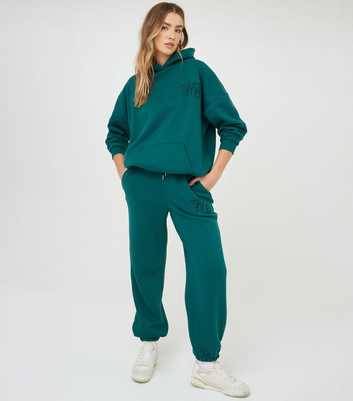 WKNDGIRL Green Logo Embroidered Oversized Joggers