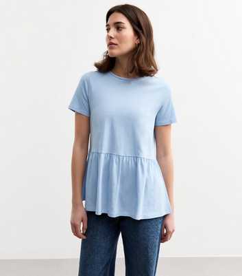 Blue Peplum Hem Jersey Top