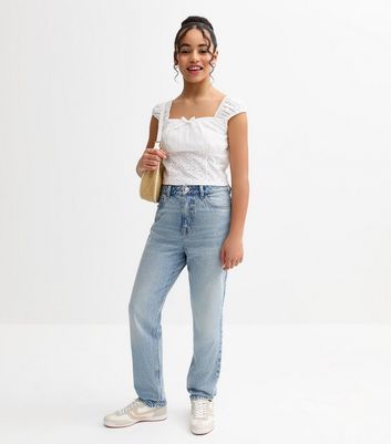 Girls Vintage Blue Mom Jeans