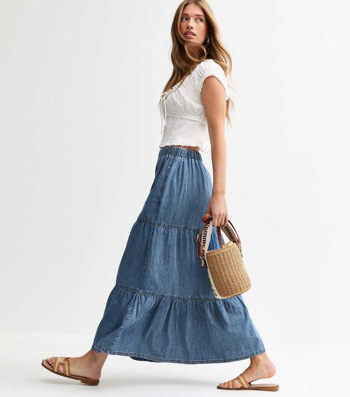 Midi Skirts Trendy Jean Skirt Buy COS Voluminous A-Line Denim Midi