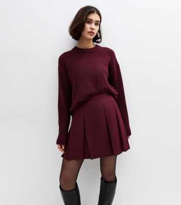 Burgundy Pleated Mini Skirt