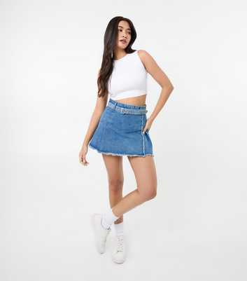 Pink Vanilla Light Blue Pleated Back Denim Skirt