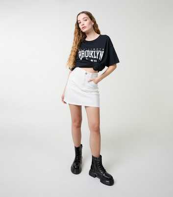 Pink Vanilla White Denim Stud Embellished Mini Skirt