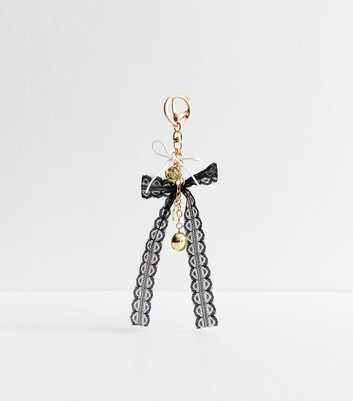 Black Lace Bow Bag Charm