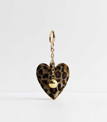 Brown Leopard Heart Bag Charm