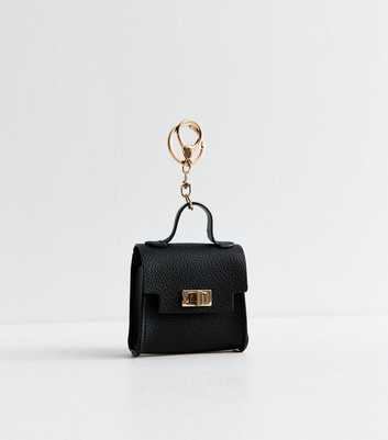 Black Leather Look Mini Bag Charm 