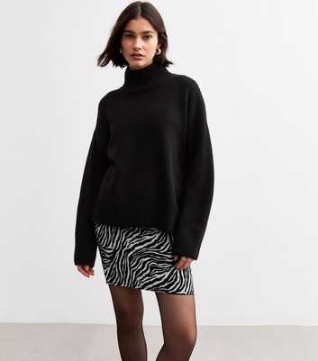 Black Zebra Jacquard Mini Skirt