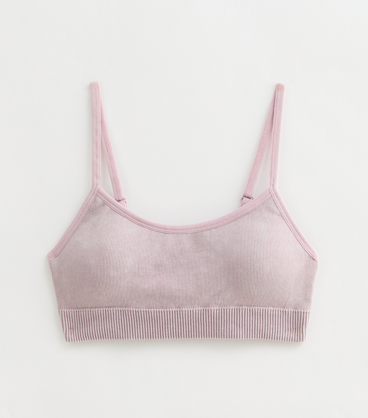Women's Pink Acid Wash Rib Seamless Bralette New Look