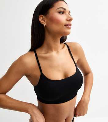 Black Ribbed Seamless Bralette