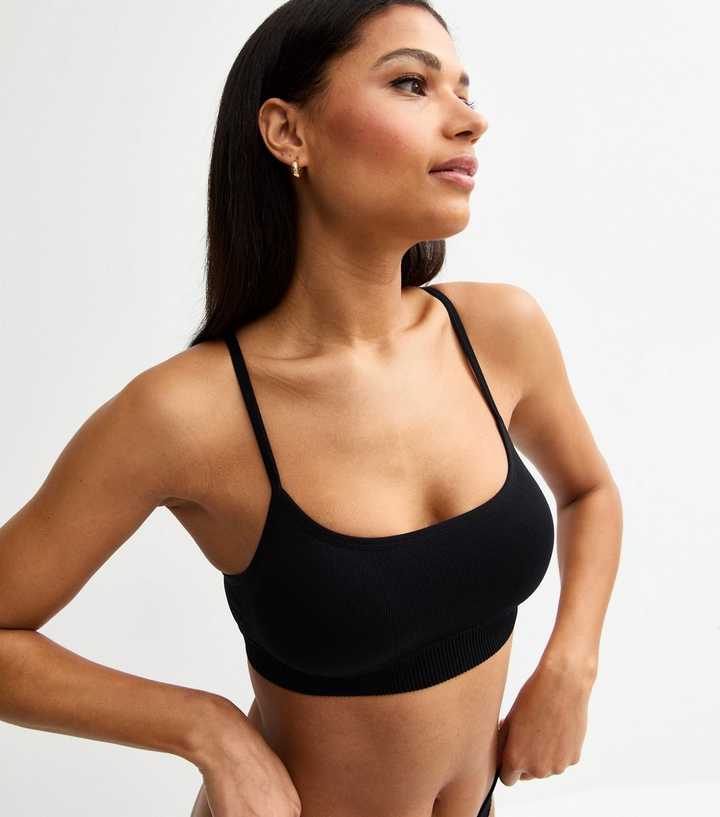 Black Ribbed Seamless Bralette
