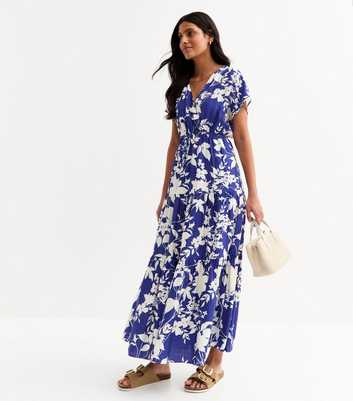 Gini London Blue Floral Print Midi Dress