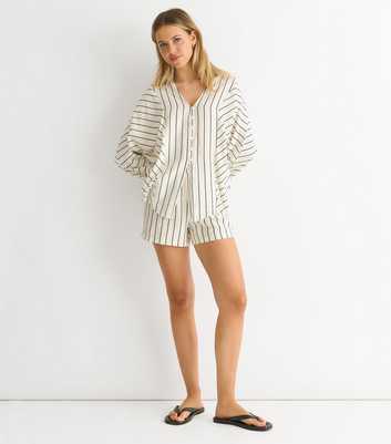 Gini London Cream Striped Long Sleeve Shirt