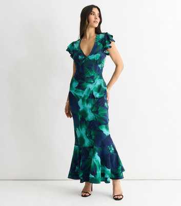 Gini London Green Floral Print Maxi Dress