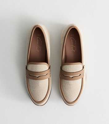 Off White Penny Strap Contrast Trim Linen-Look Loafers
