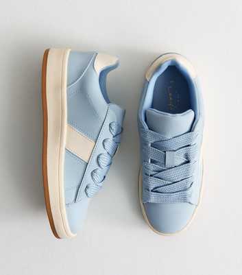 Light Blue Faux Suede Chunky Sole Trainers