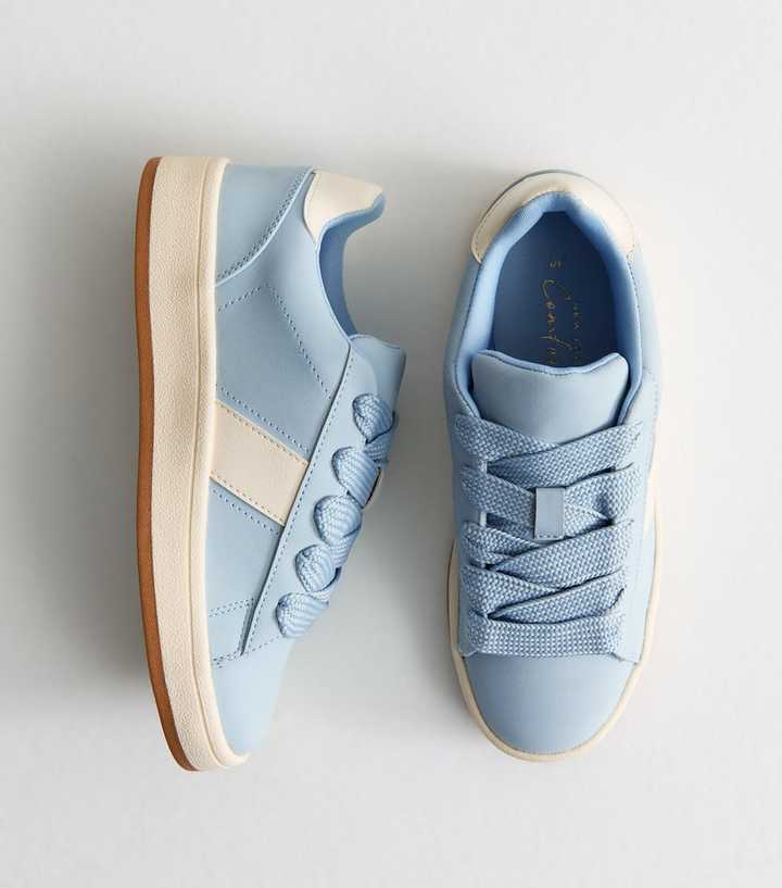 Light Blue Faux Suede Chunky Sole Trainers