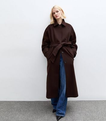 Brown Longline Belted Trench Coat