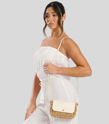 South Beach Camel Mini Straw Crossbody Bag