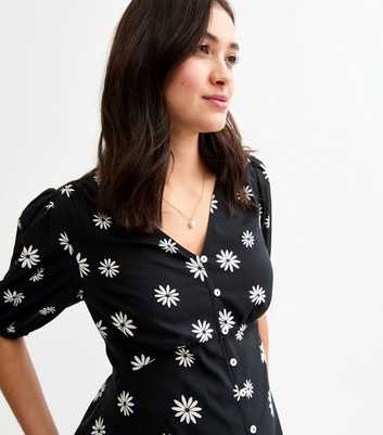 Maternity Black Crepe Floral Print V-Neck Top