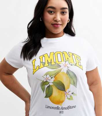 Curves White Limone Graphic Print T-Shirt