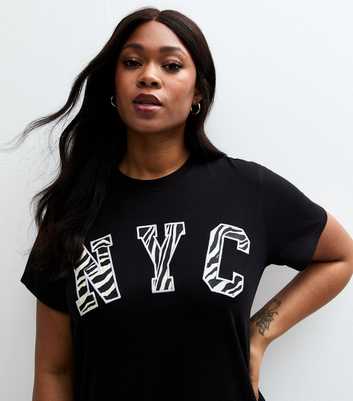 Curves Black Zebra NYC Print T-Shirt 