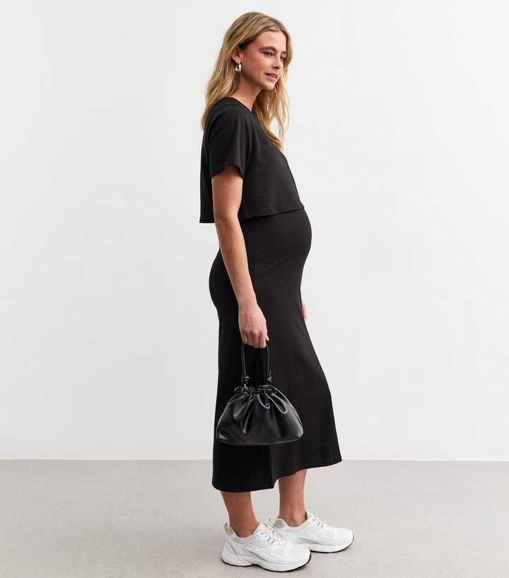 strapless open back dress Promoted To Mummy Oversized Maternity T Shirt Dress