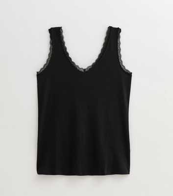 Curves Black Lace Trimmed V-Neck Vest