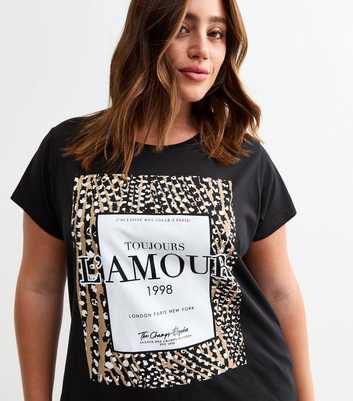 Curves Black Toujours L'amour Print T-Shirt