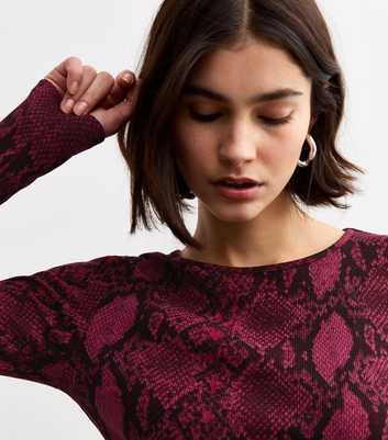 Red Snake Print Long Sleeve Top