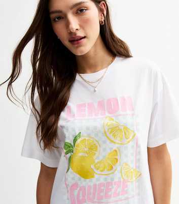 White Oversized Lemon Squeeze Print T-Shirt