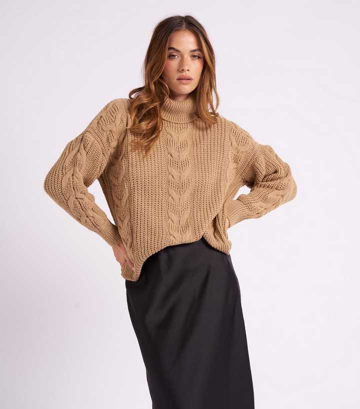 Urban Bliss Camel Cable Knit Aran Jumper