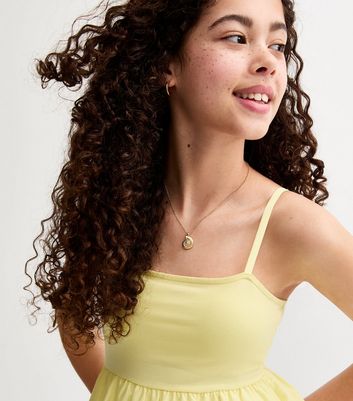 Girls Yellow Poplin Babydoll Peplum Hem Top | New Look