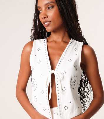 Pink Vanilla White Sequin Embellished Waistcoat