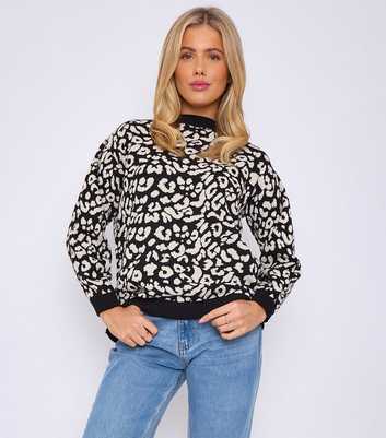 Gini London Black Leopard Print Jumper