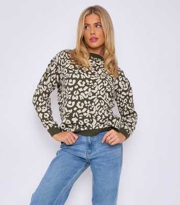 Gini London Khaki Leopard Print Jumper