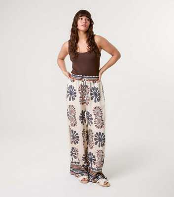 Blue Vanilla Blue Abstract Print Wide Leg Trousers