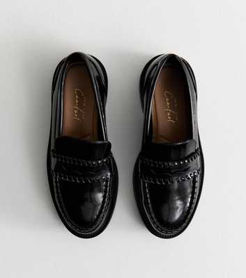 Wide Fit Black Patent Chunky Loafers