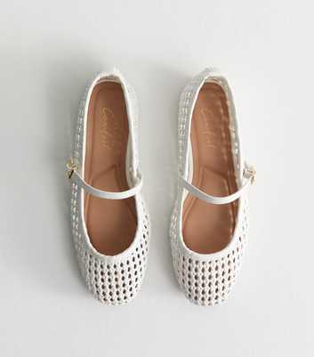 White Woven Buckled Strap Pumps