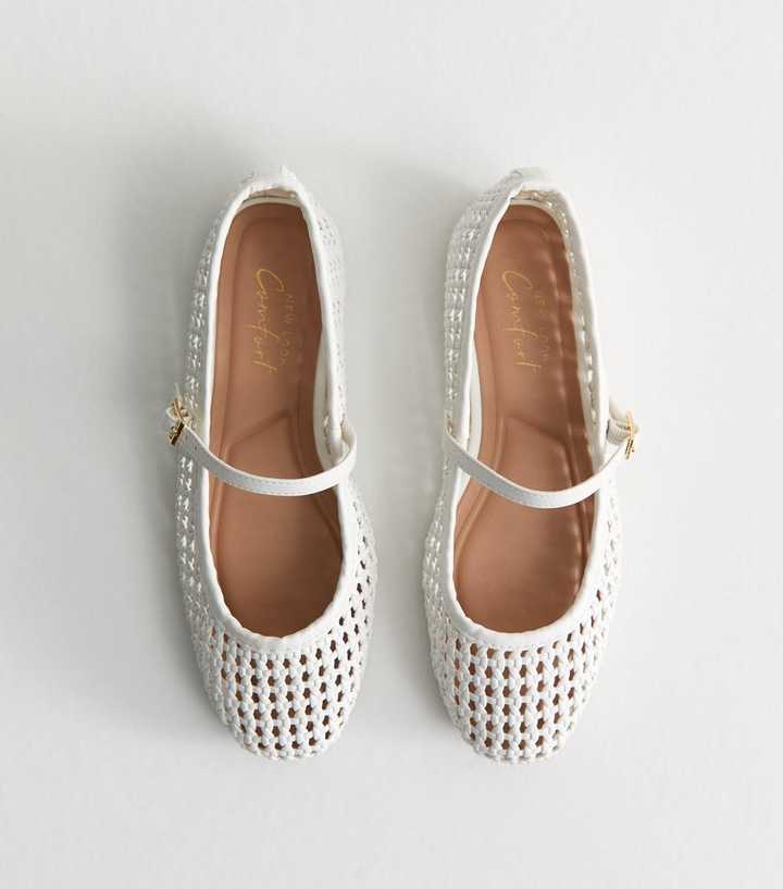 White Woven Buckled Strap Pumps