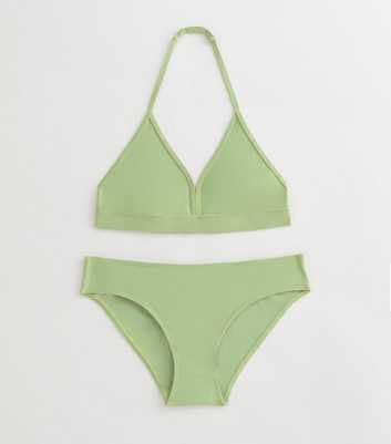 Girls Green Halterneck Bikini Set