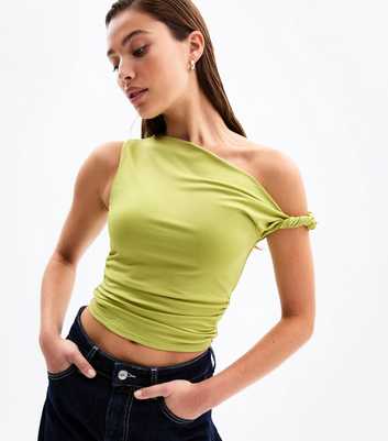 Light Green Off The Shoulder Cropped Top