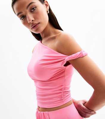 Pink Off The Shoulder Cropped Top